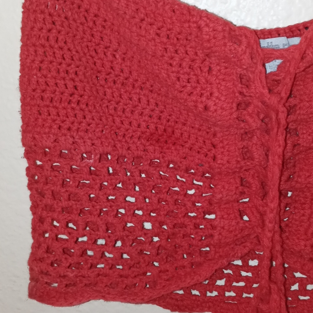 Red Crochet Drawstring Crop Top❤ - Picture 6 of 8